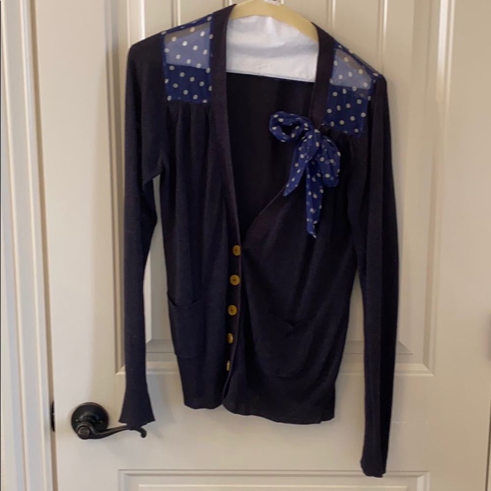 Anthropologie Bow Sweater with polka dot detail